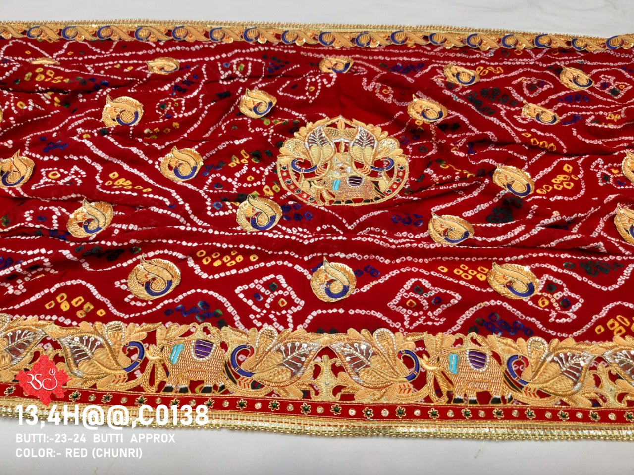 Traditional Jaipuri Chunri Pila rajasthani marriage chundi dupatta, OR ...