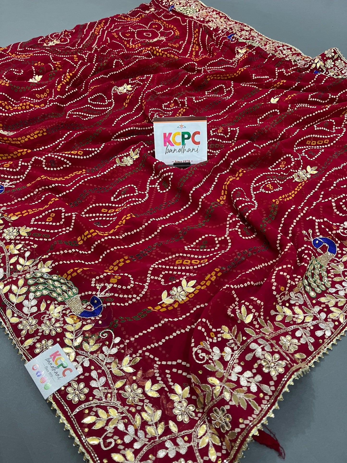 Pure Georgette Bhandej Fabric Zarkan Kasab Pati Work Saree,kc amt