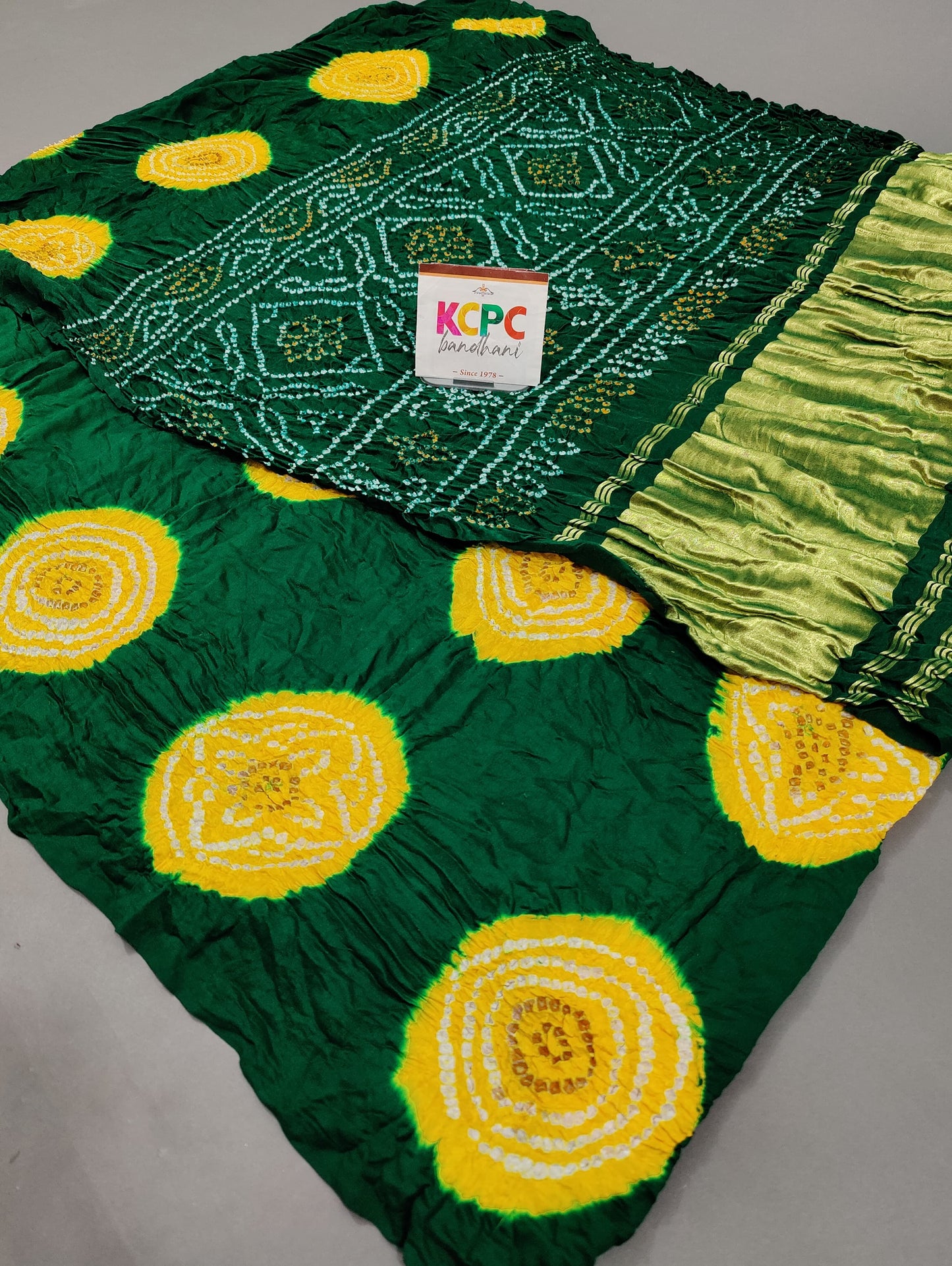 Latest Designer Pure Gaji Silk Bandhani Sarees with Lakdi Patta Zari Pallu
