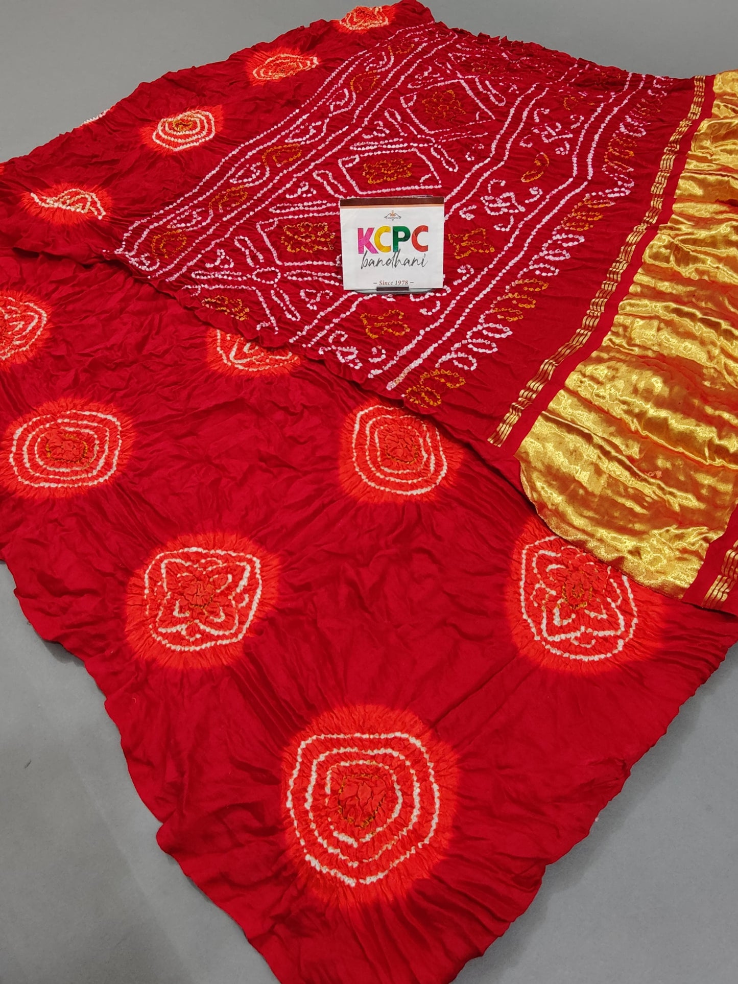 Latest Designer Pure Gaji Silk Bandhani Sarees with Lakdi Patta Zari Pallu
