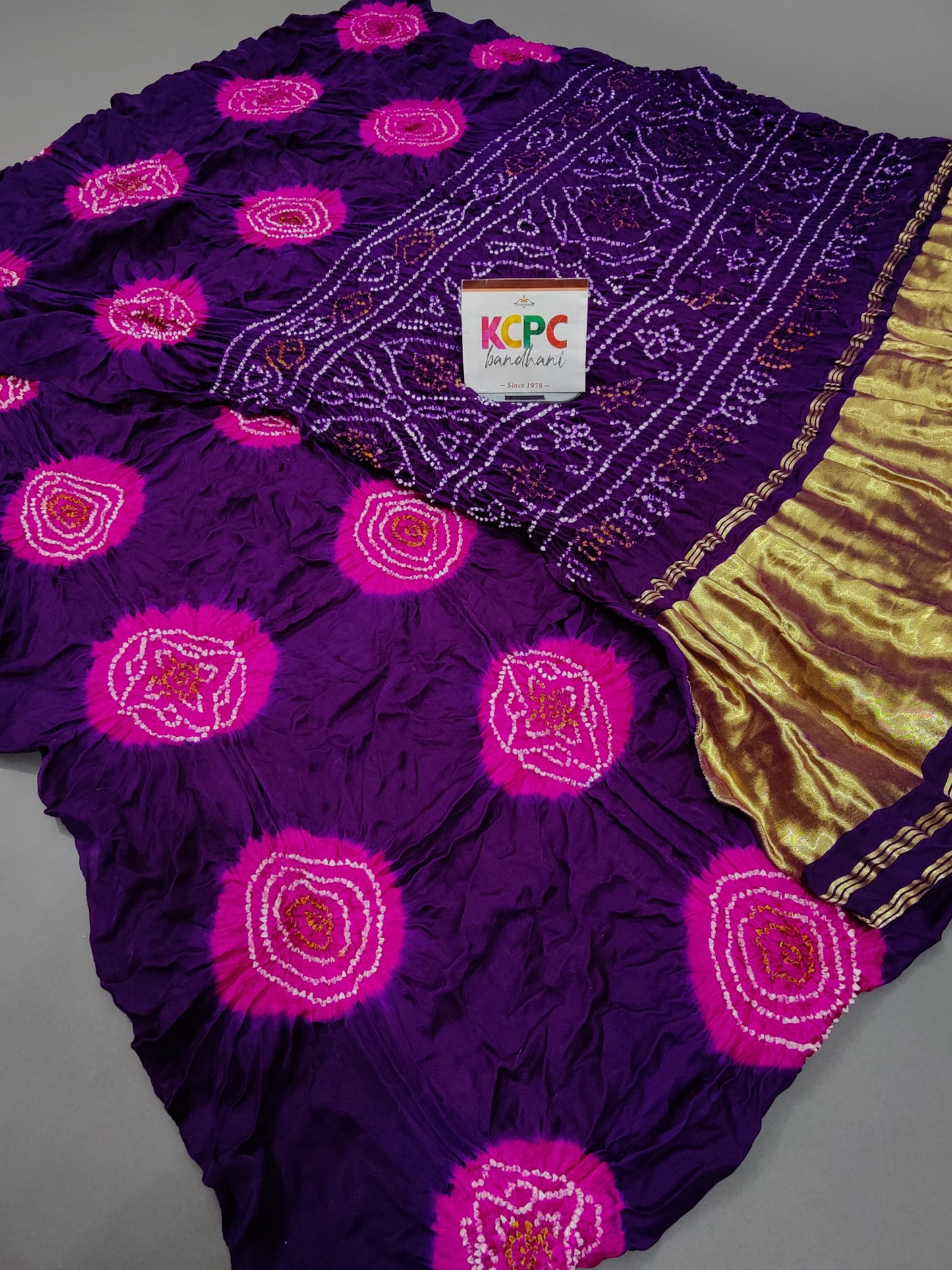 Latest Designer Pure Gaji Silk Bandhani Sarees with Lakdi Patta Zari Pallu