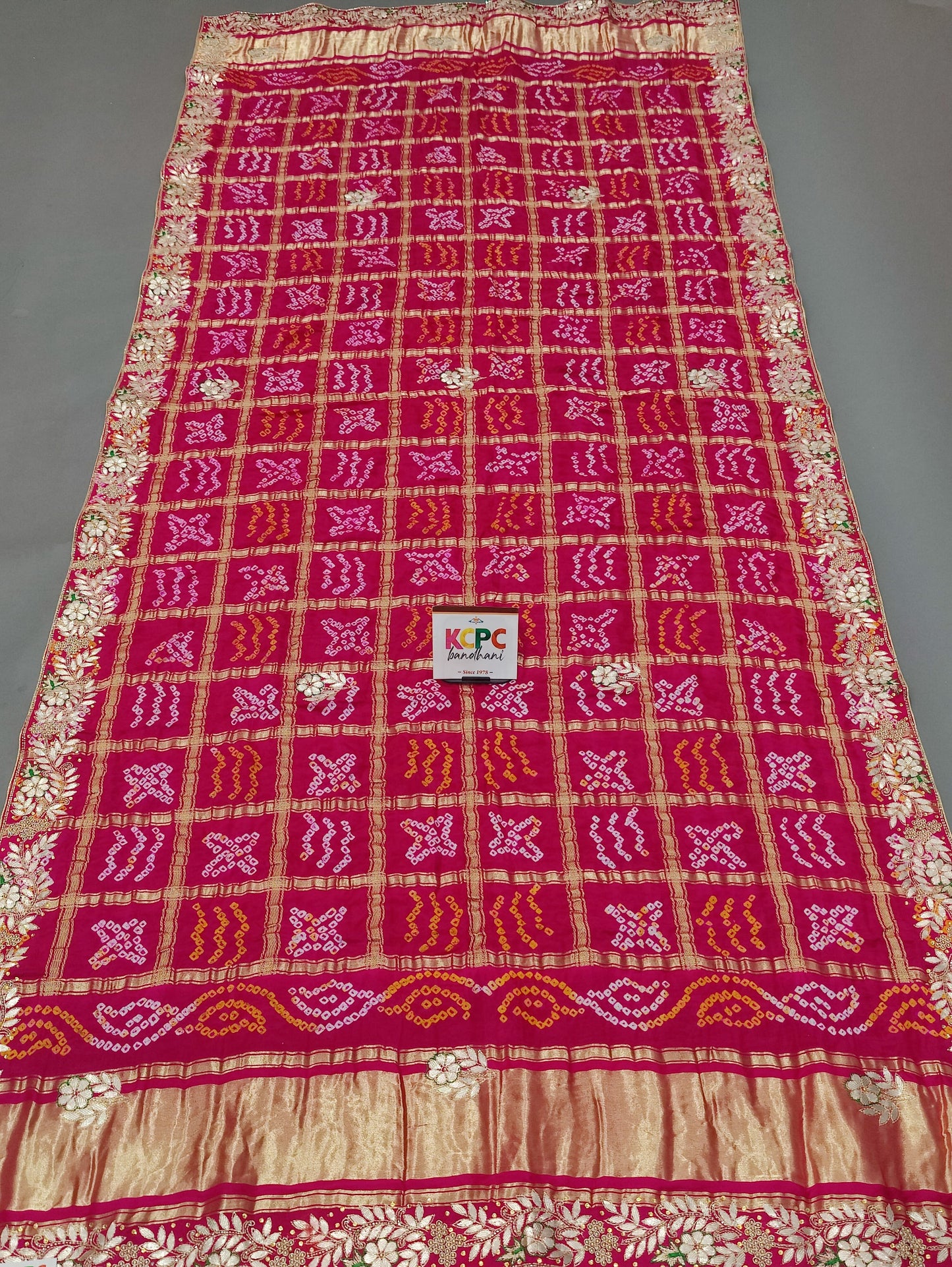 Designer Pure Gaji Silk Banarasi Bandhani  Ghatchola Gotapatti Work Dupatta