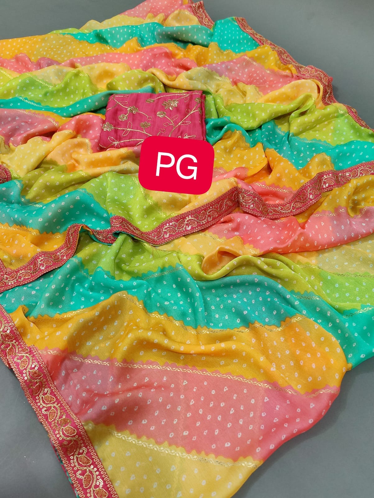 Priyaz gallery Latest New Launch Multicolour Lahariya Saree With Blouse, SR