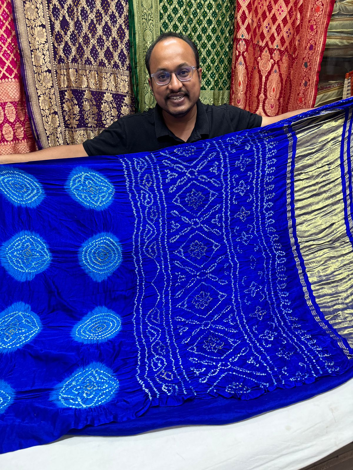 Latest Designer Pure Gaji Silk Bandhani Sarees with Lakdi Patta Zari Pallu