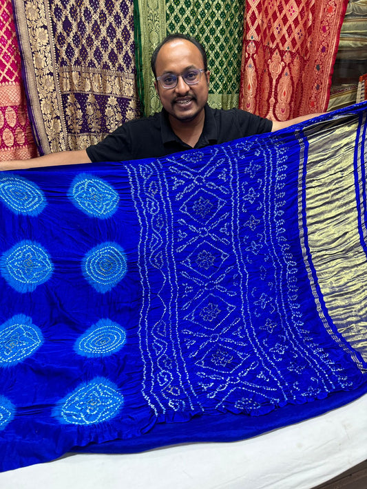 Latest Designer Pure Gaji Silk Bandhani Sarees with Lakdi Patta Zari Pallu