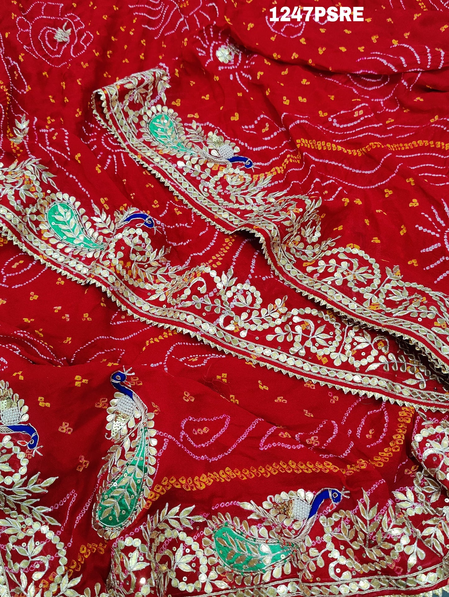 KcPc New Pure Ojariya Heavy Gota patti Handwork Bandhani Saree,MAD