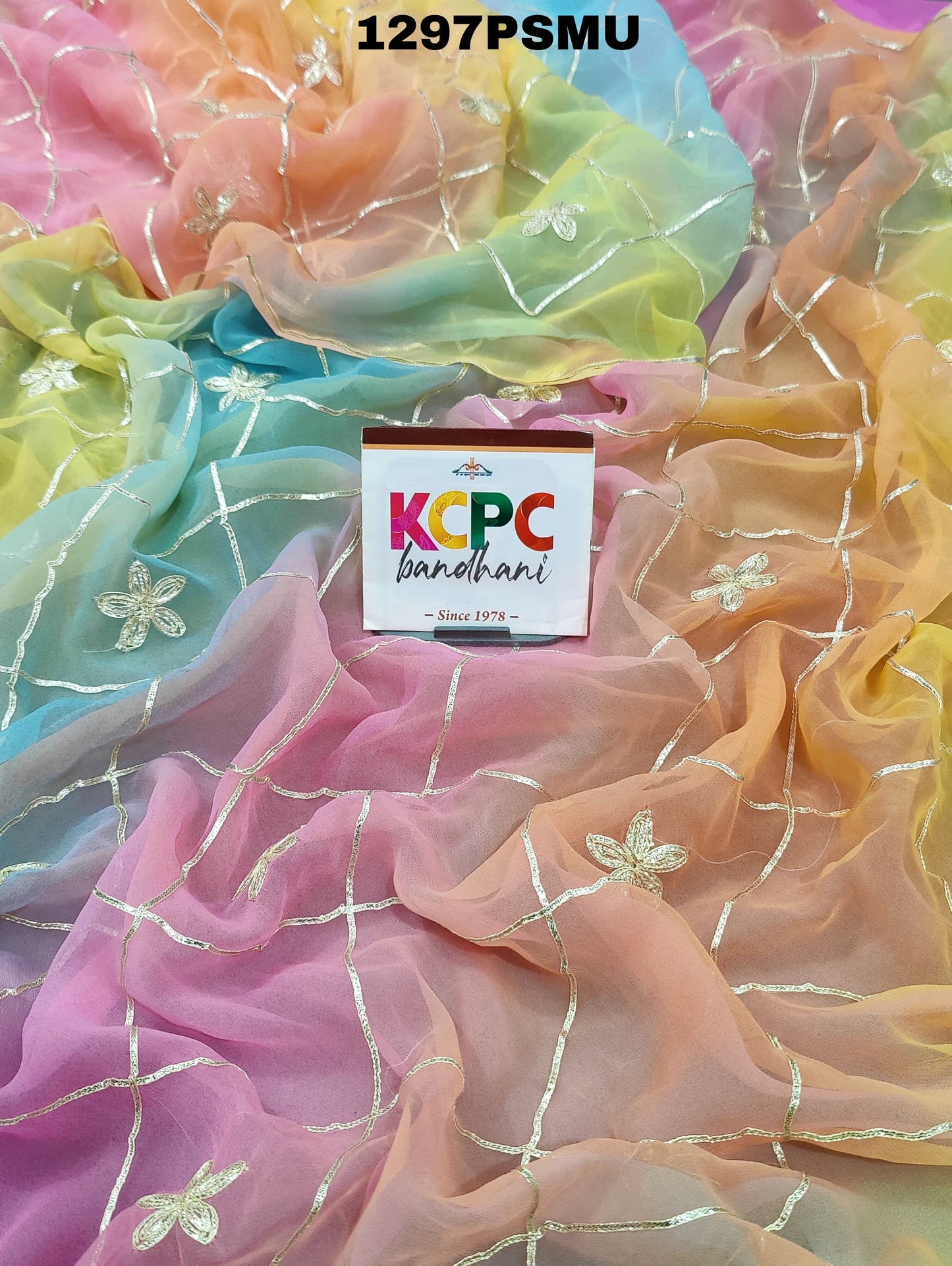 KcPc New Georgette multi colour Gota patti work  Saree,SWA