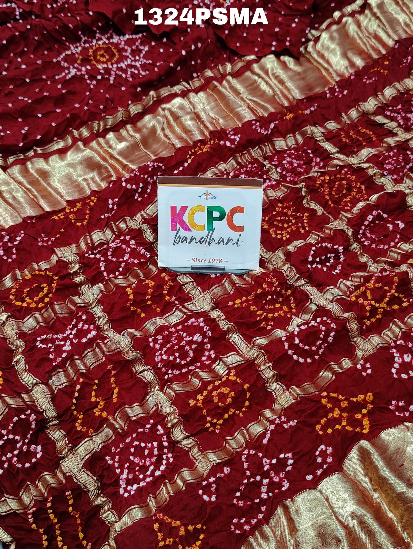 KcPc Beautiful New Design Pure Gaji silk Bandhani gharchola pallu Saree