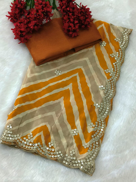 Chinon febric saree