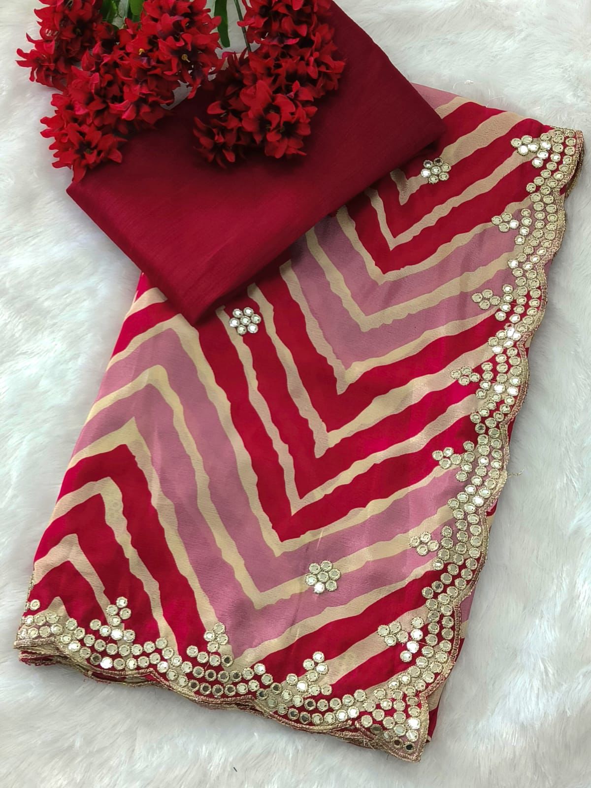 Chinon febric saree