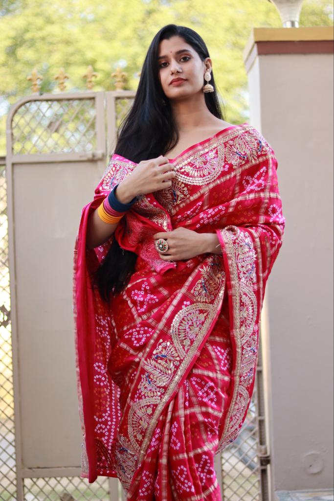 Pure Gaji Silk Bandhej Sarees