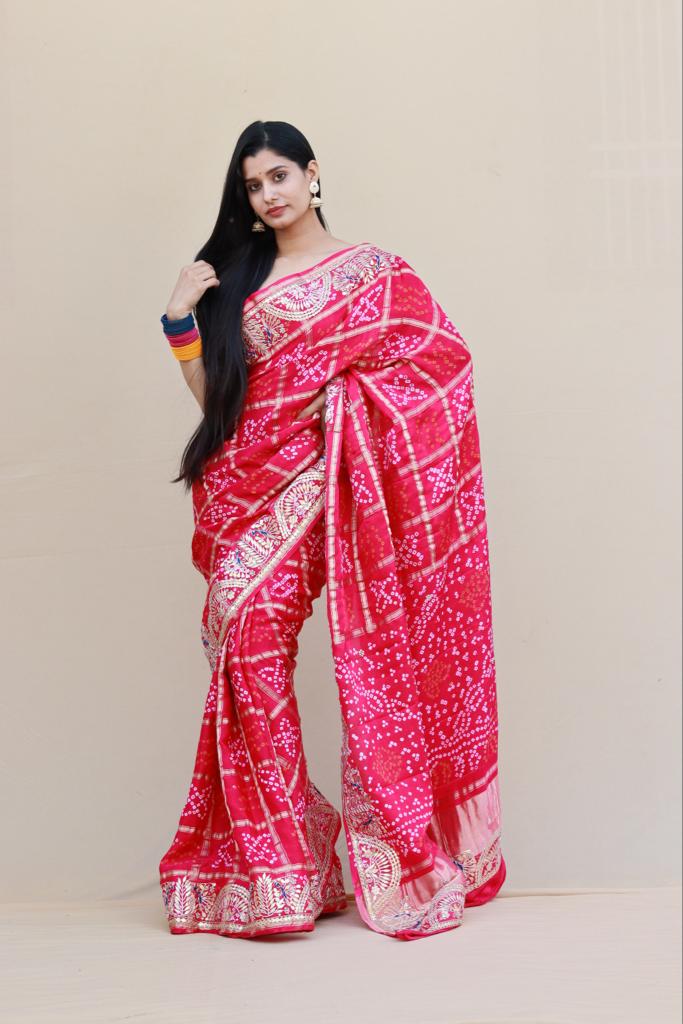 Pure Gaji Silk Bandhej Sarees