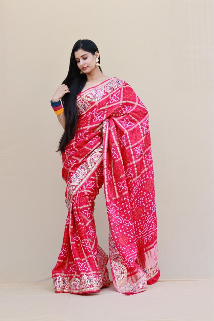 Pure Gaji Silk Bandhej Sarees