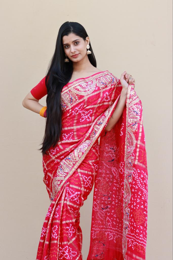 Pure Gaji Silk Bandhej Sarees