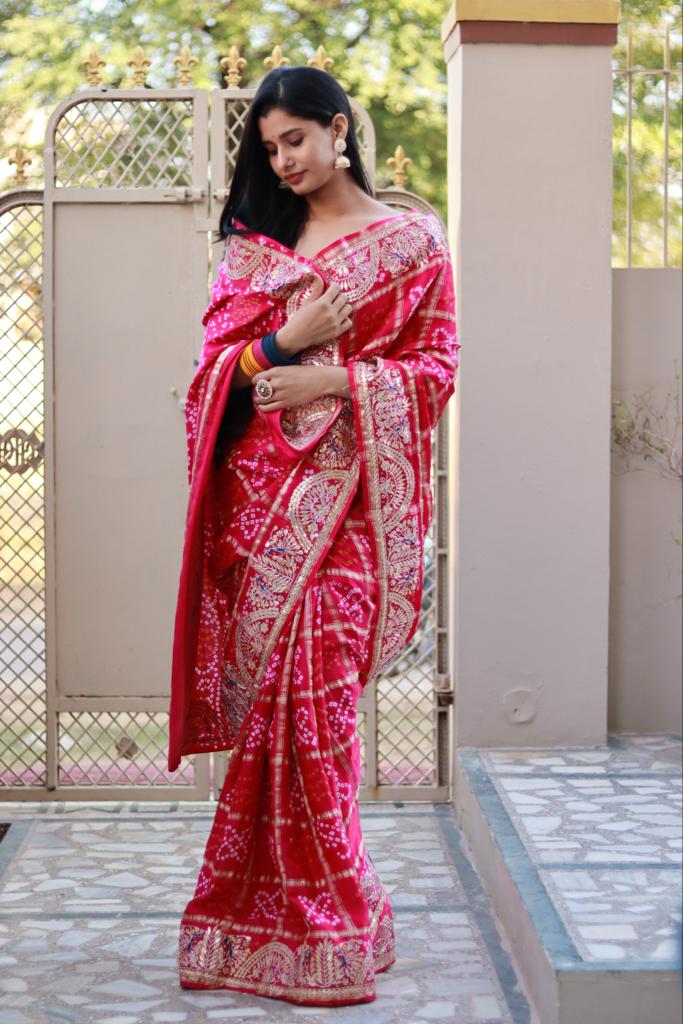 Pure Gaji Silk Bandhej Sarees