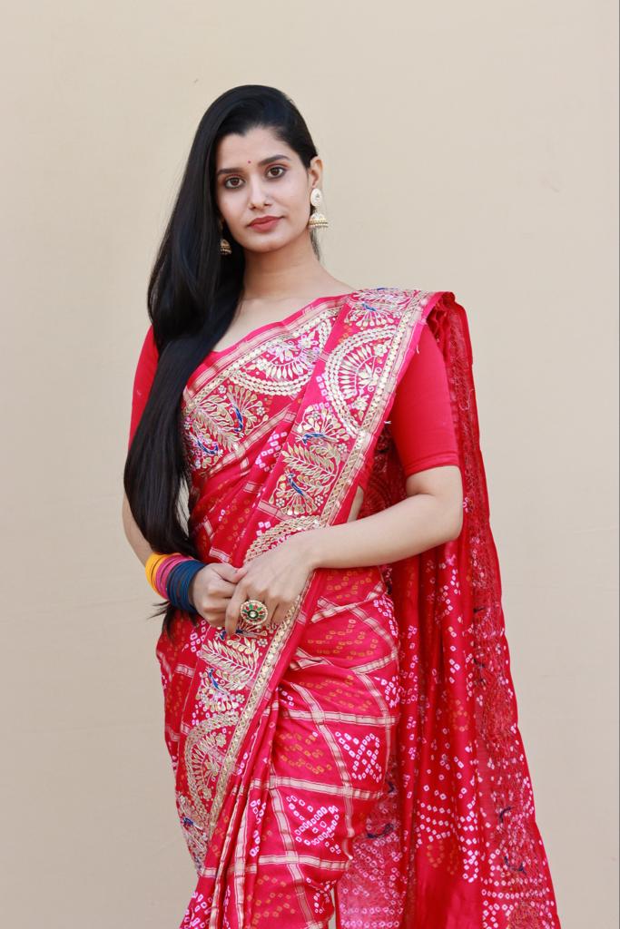 Pure Gaji Silk Bandhej Sarees
