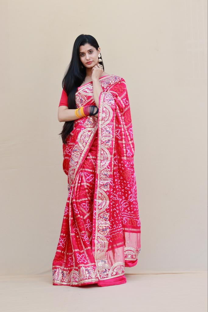 Pure Gaji Silk Bandhej Sarees