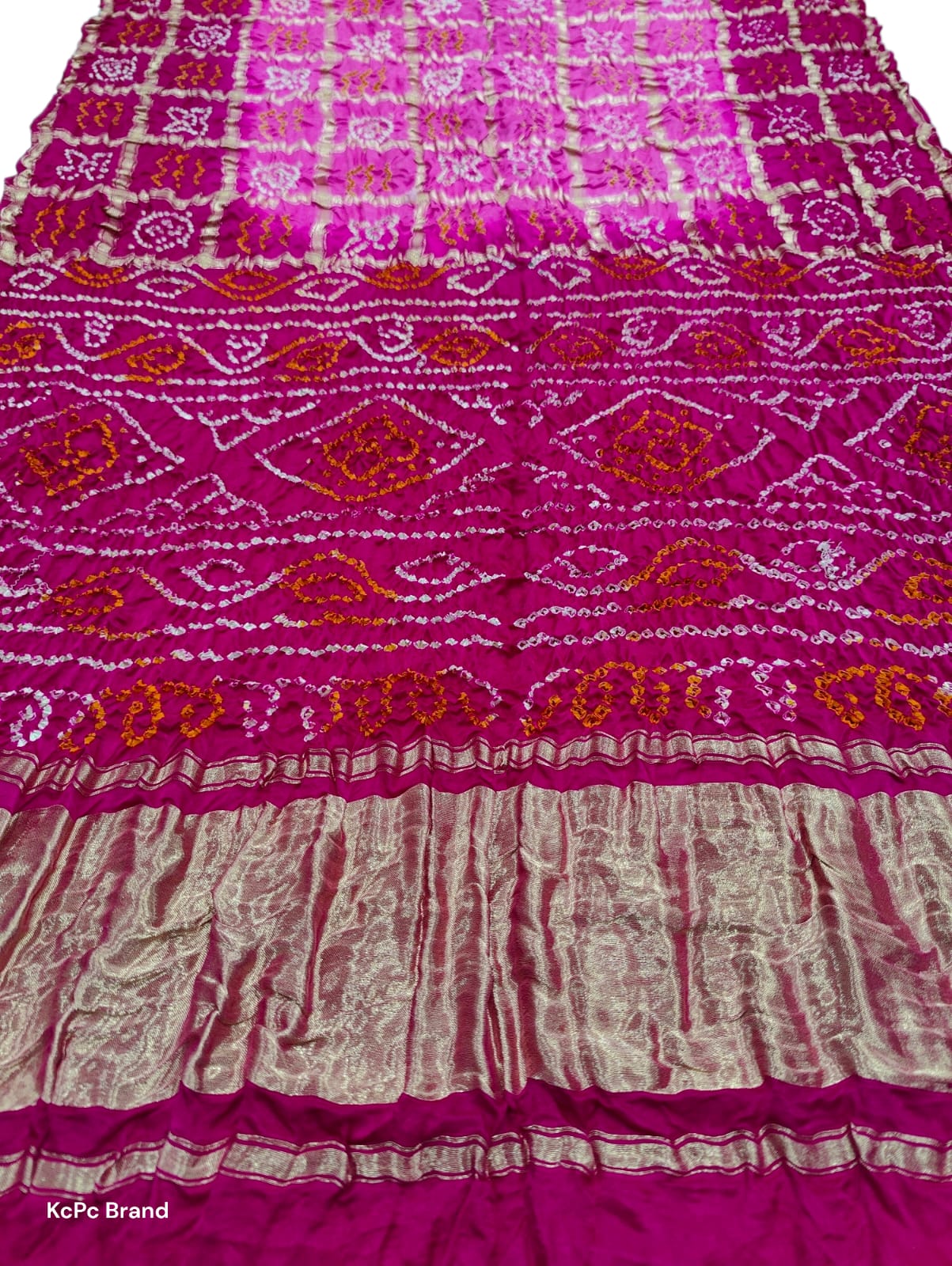 Pure Gaji Silk Bandhani Ghatchola Saree With Blouse
