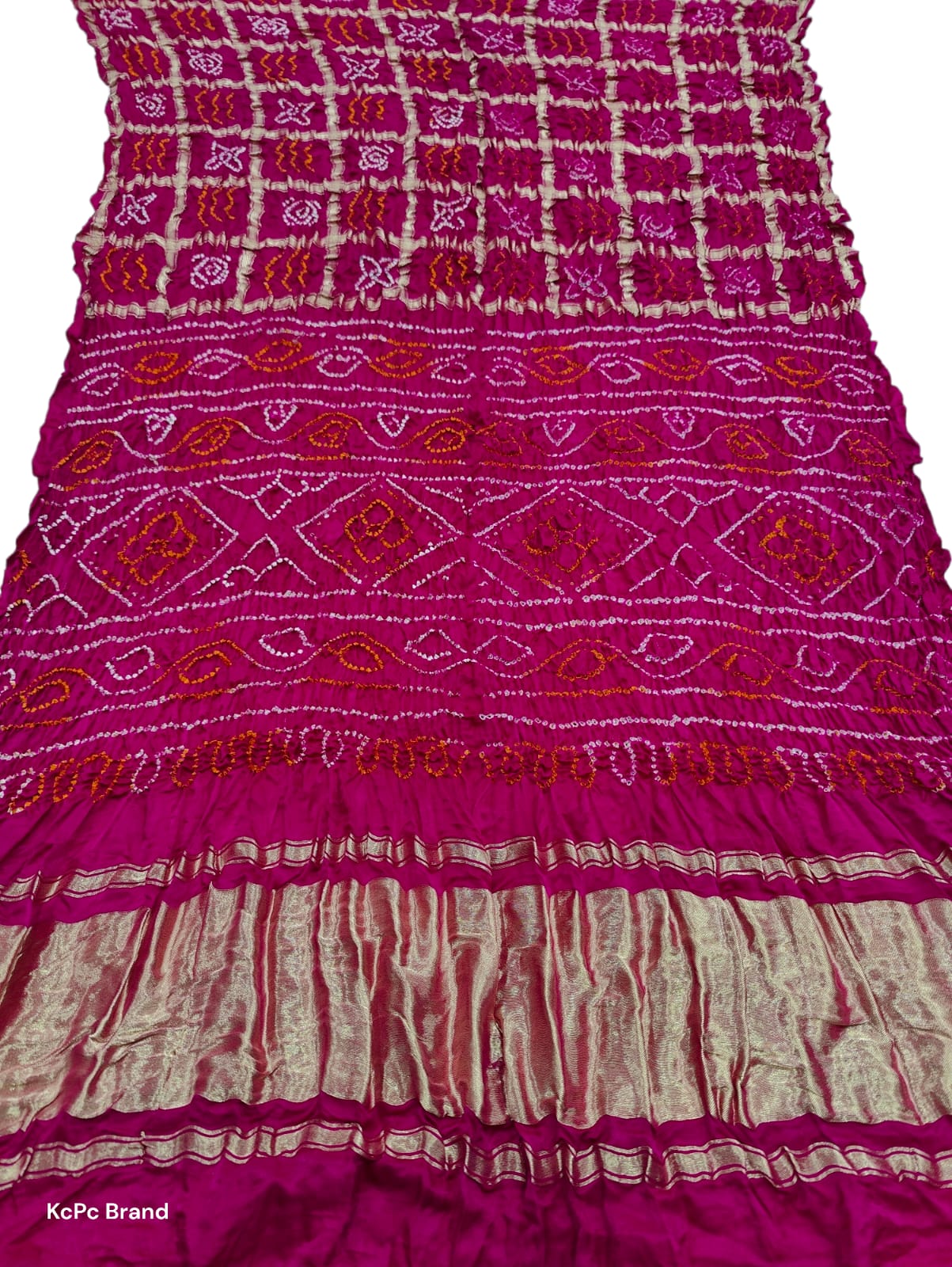 Pure Gaji Silk Bandhani Ghatchola Saree With Blouse