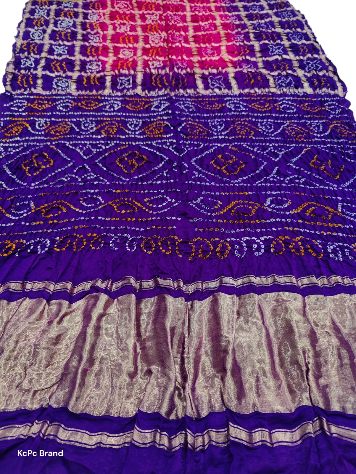 Pure Gaji Silk Bandhani Ghatchola Saree With Blouse