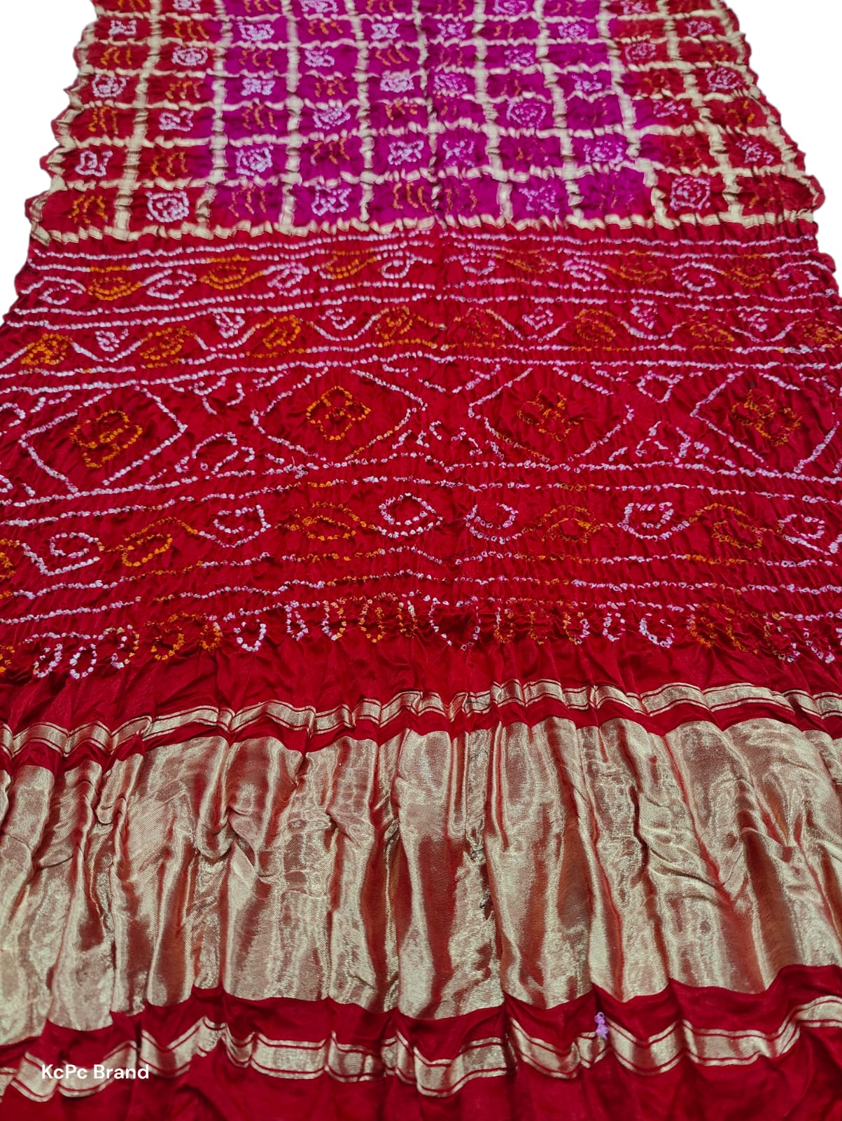 Pure Gaji Silk Bandhani Ghatchola Saree With Blouse