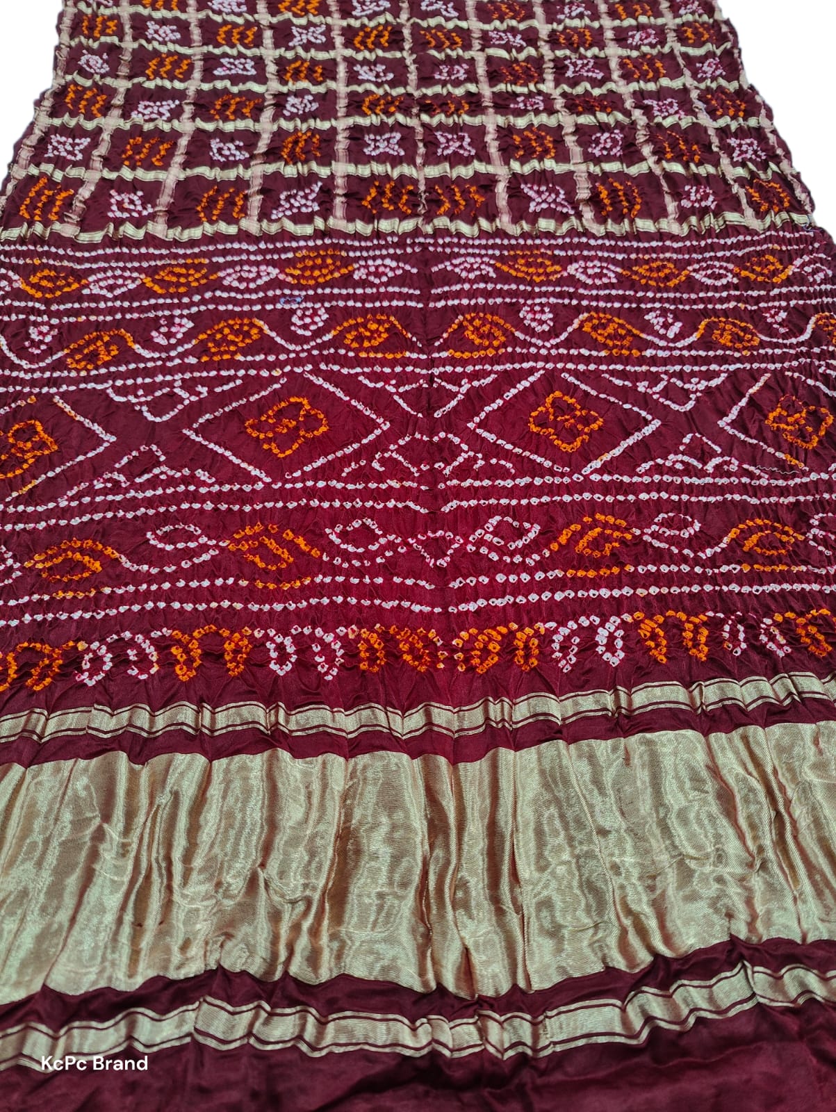 Pure Gaji Silk Bandhani Ghatchola Saree With Blouse