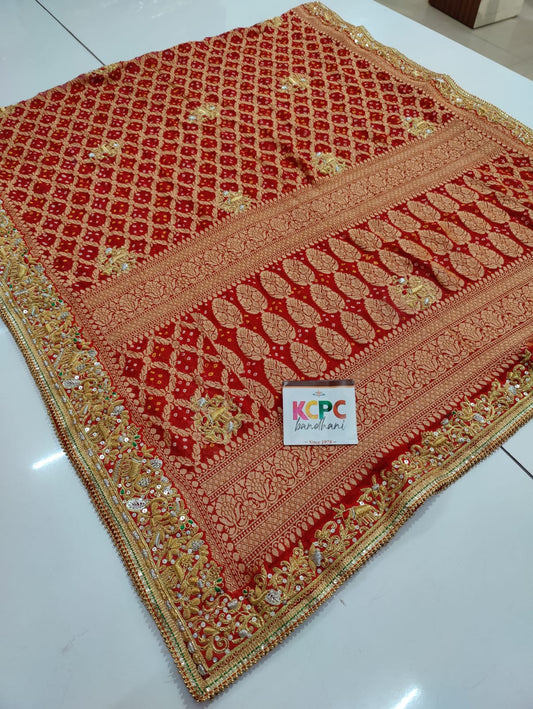 Marwadi bhaat chunri Pure khaddi Georgette upada junglaw neemzari chunri, KCPC, NR