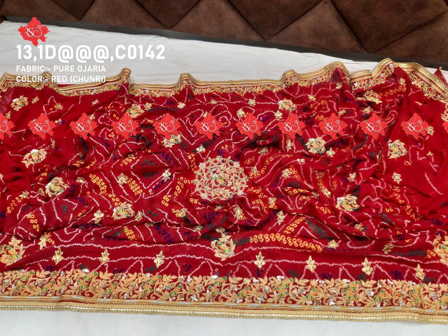 Pure Ojariya Handwork Zardoji Kolkata Special Marwari Chunri Odhna