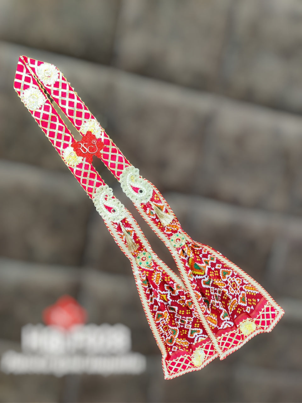 Gents Dupatta Stole Patola Style For Mangal Path And Marriage Return Gift Purpose Nr Rsc Red