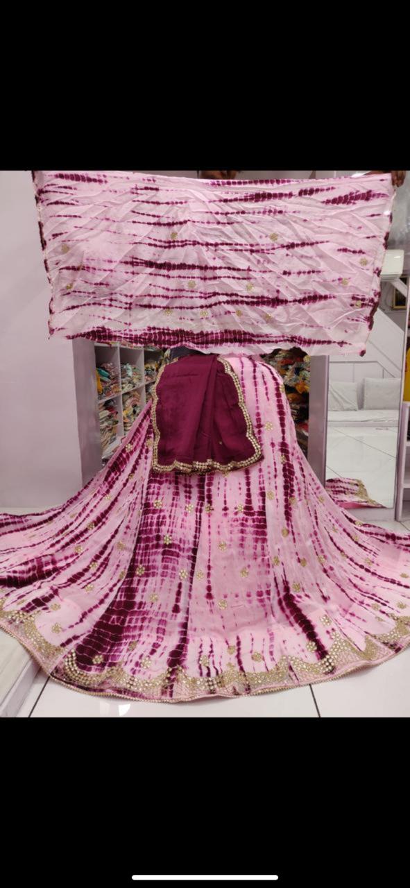 New Marble Design Pure Uppda Silk Cutdana Handwork Langha & Chinon Duptta Nr Kml Wine Lehenga