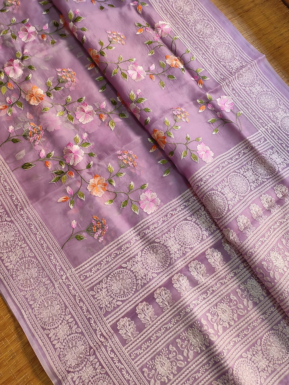 Pure organza saree with beautiful embroidery