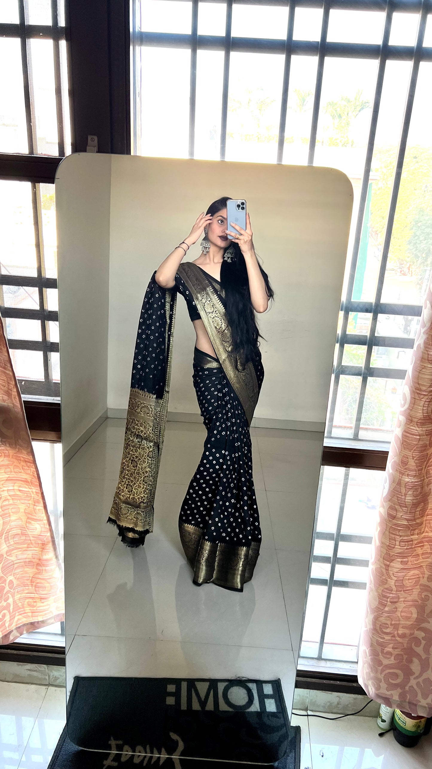 Pure bandhani silk zari weaving saree