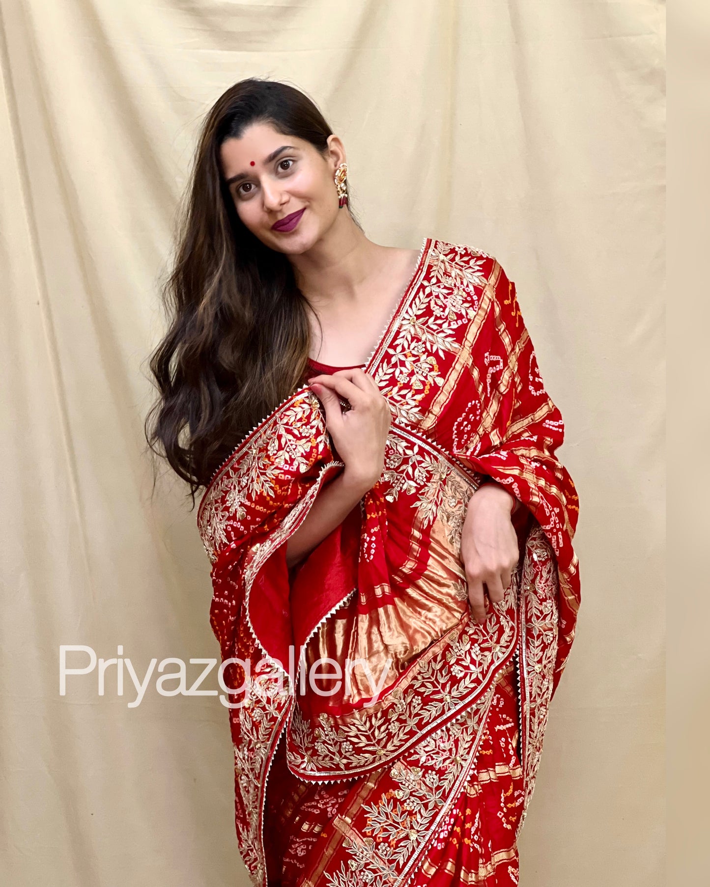 Pure Gaji Silk Bandhani Ghatchola Gotapatti Saree