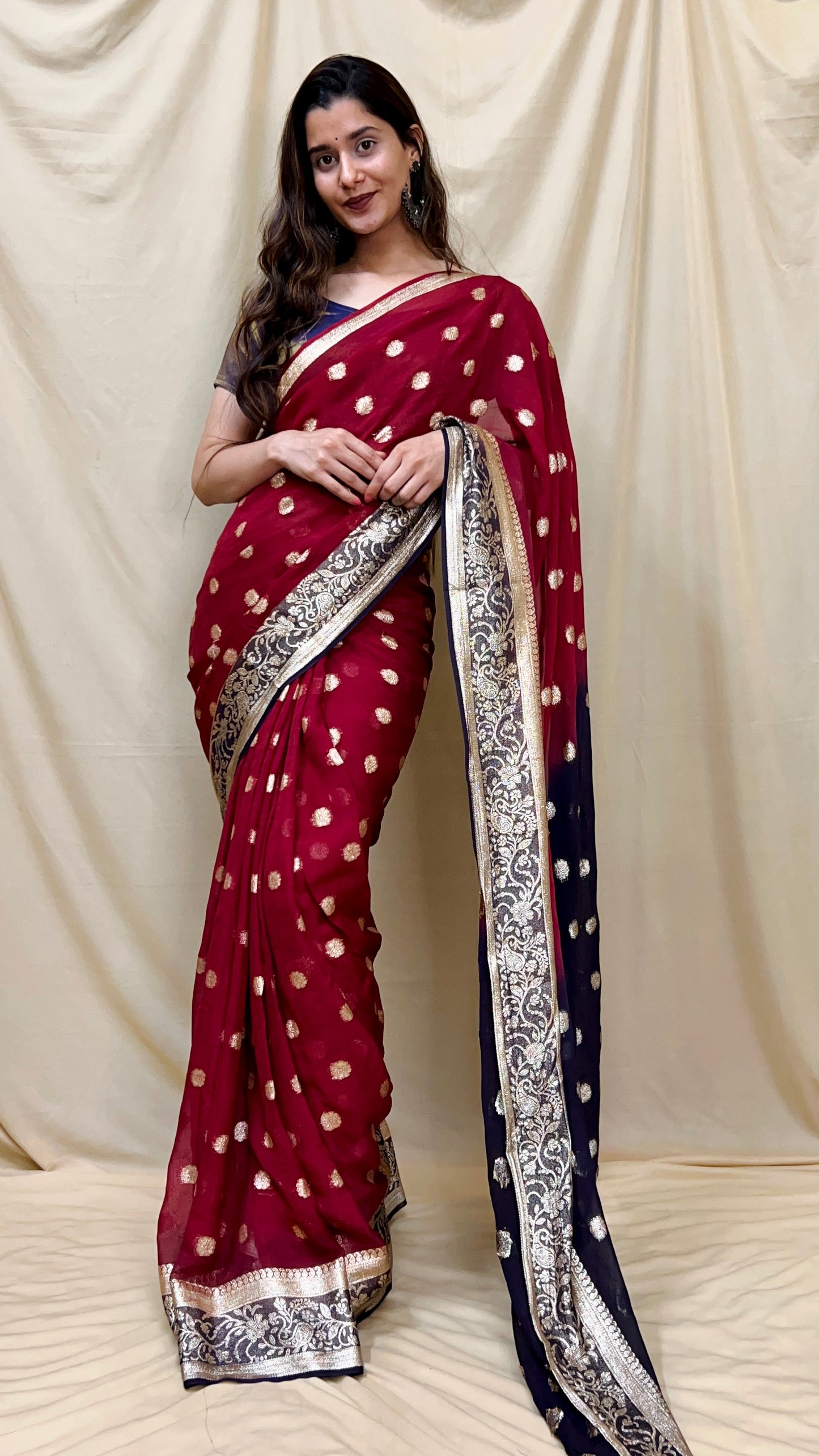 Pure Georgette Saree With Zari Weaving