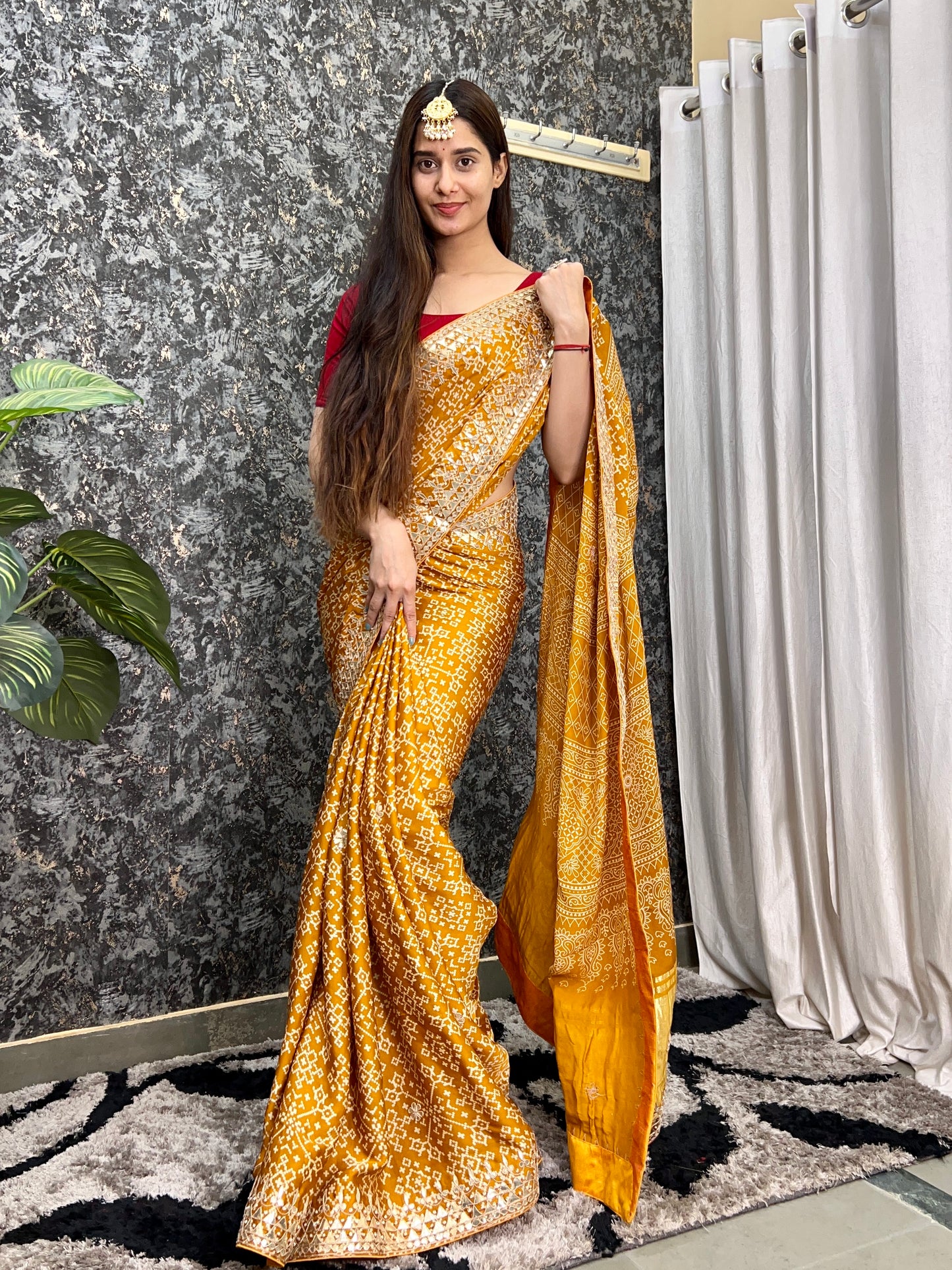 Pure gaji silk patola style Gotapatti work saree with blouse