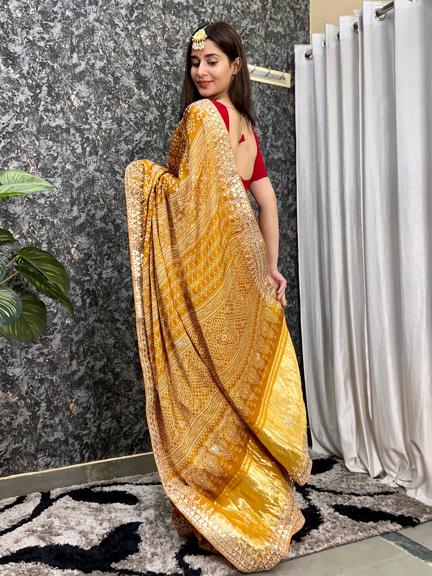 Pure gaji silk patola style Gotapatti work saree with blouse