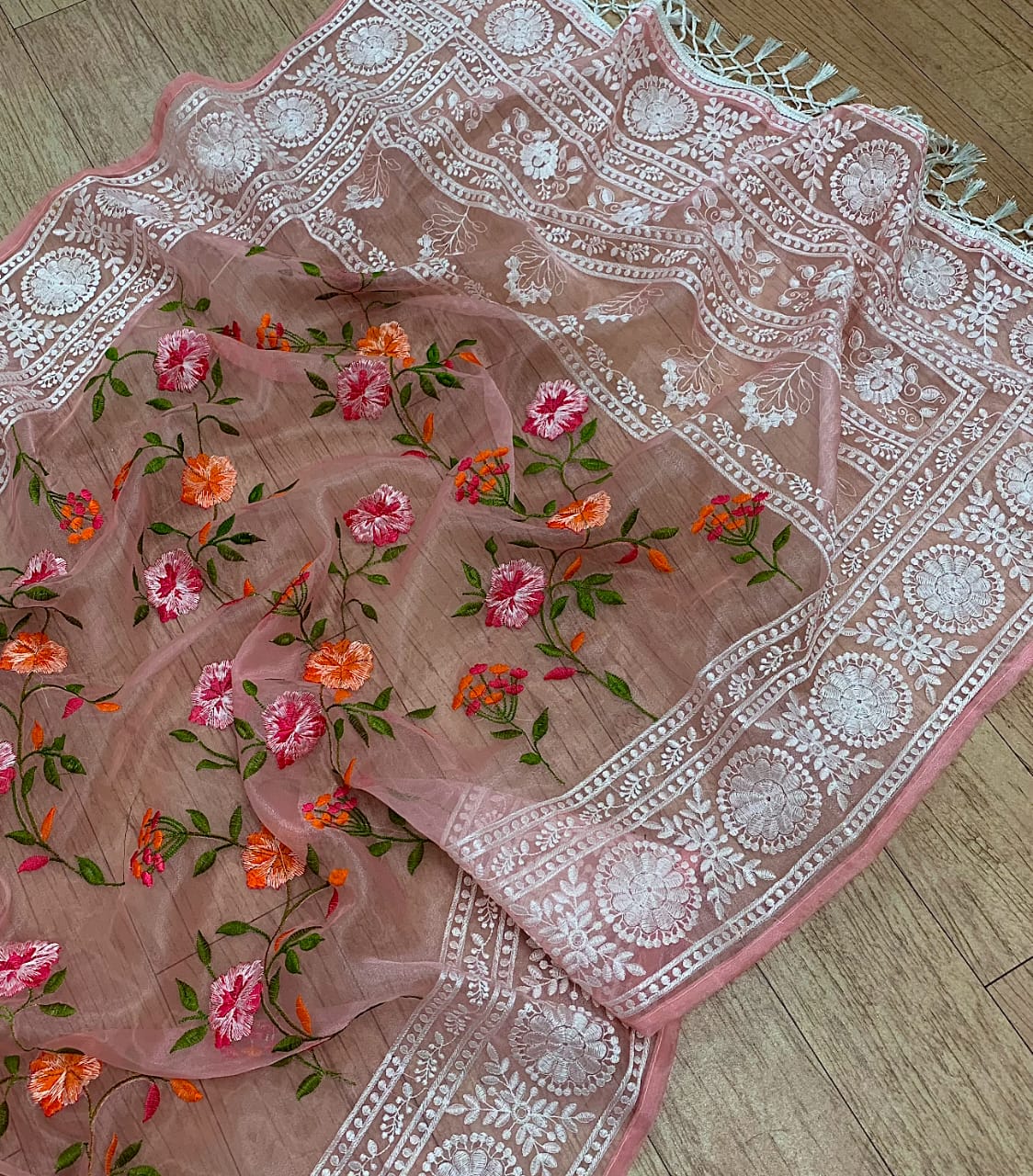 Pure organza saree with beautiful embroidery