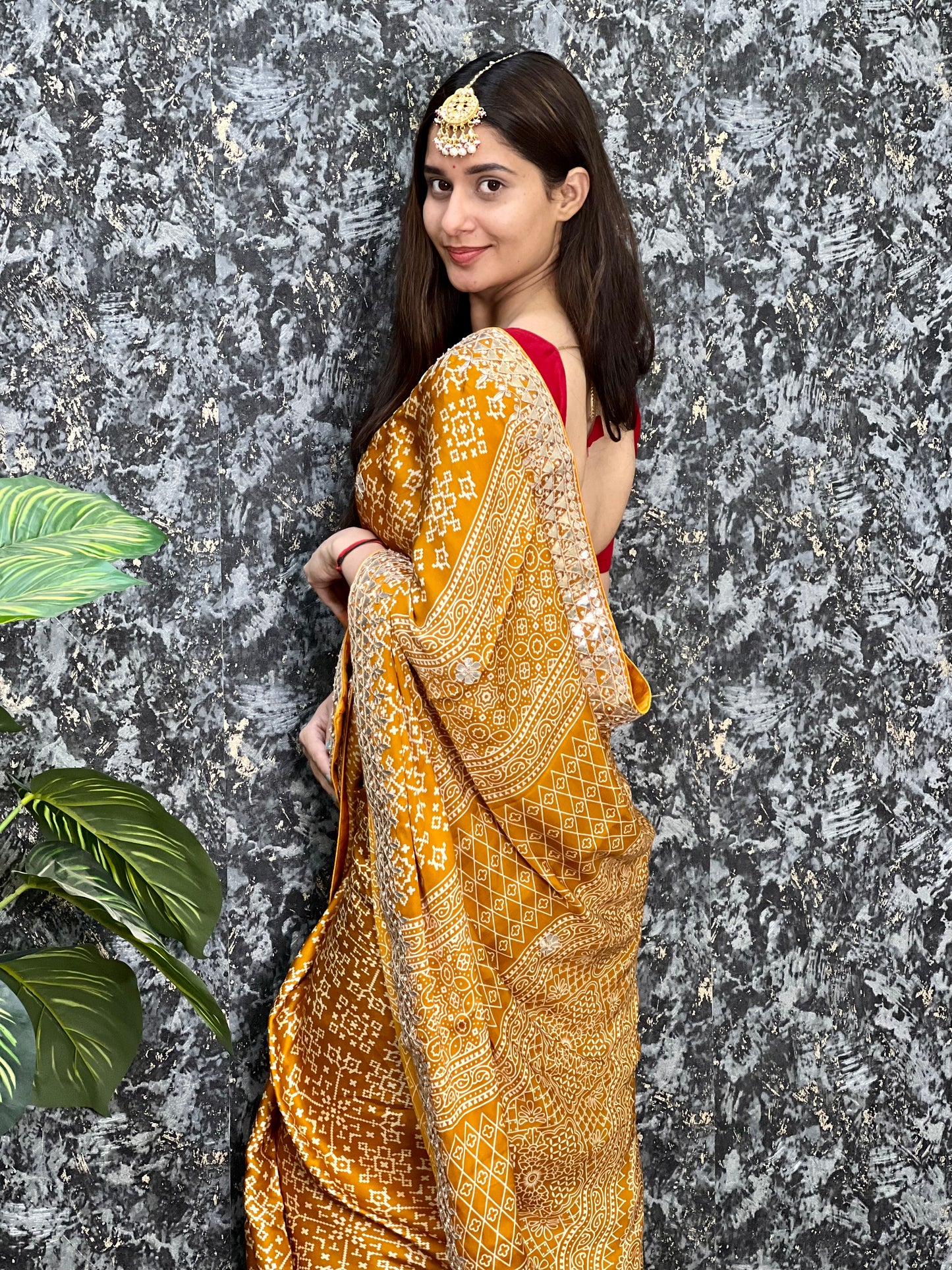 Pure gaji silk patola style Gotapatti work saree with blouse
